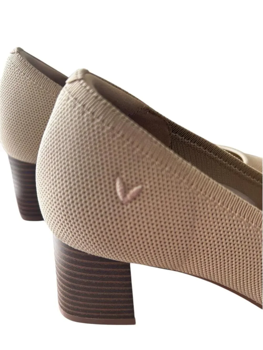 VIVAIA Nude Knit Block Heel Pumps EU 37.5/ US 7/7.5 NWOT Sustainable Comfort - Picture 4 of 9